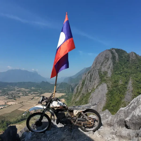 Nam Xay Viewpoint und Motorrad Fotomotiv